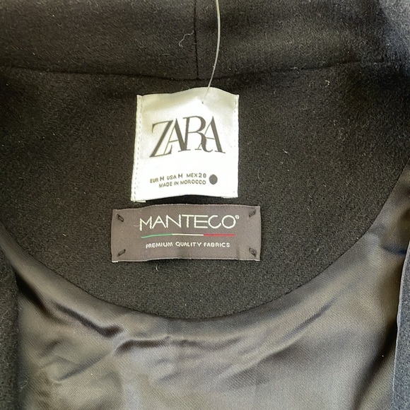 Zara Women’s Black Manteco Wool Bomber Zip Up Coat ZW Collection Medium NWT - Picture 4 of 14